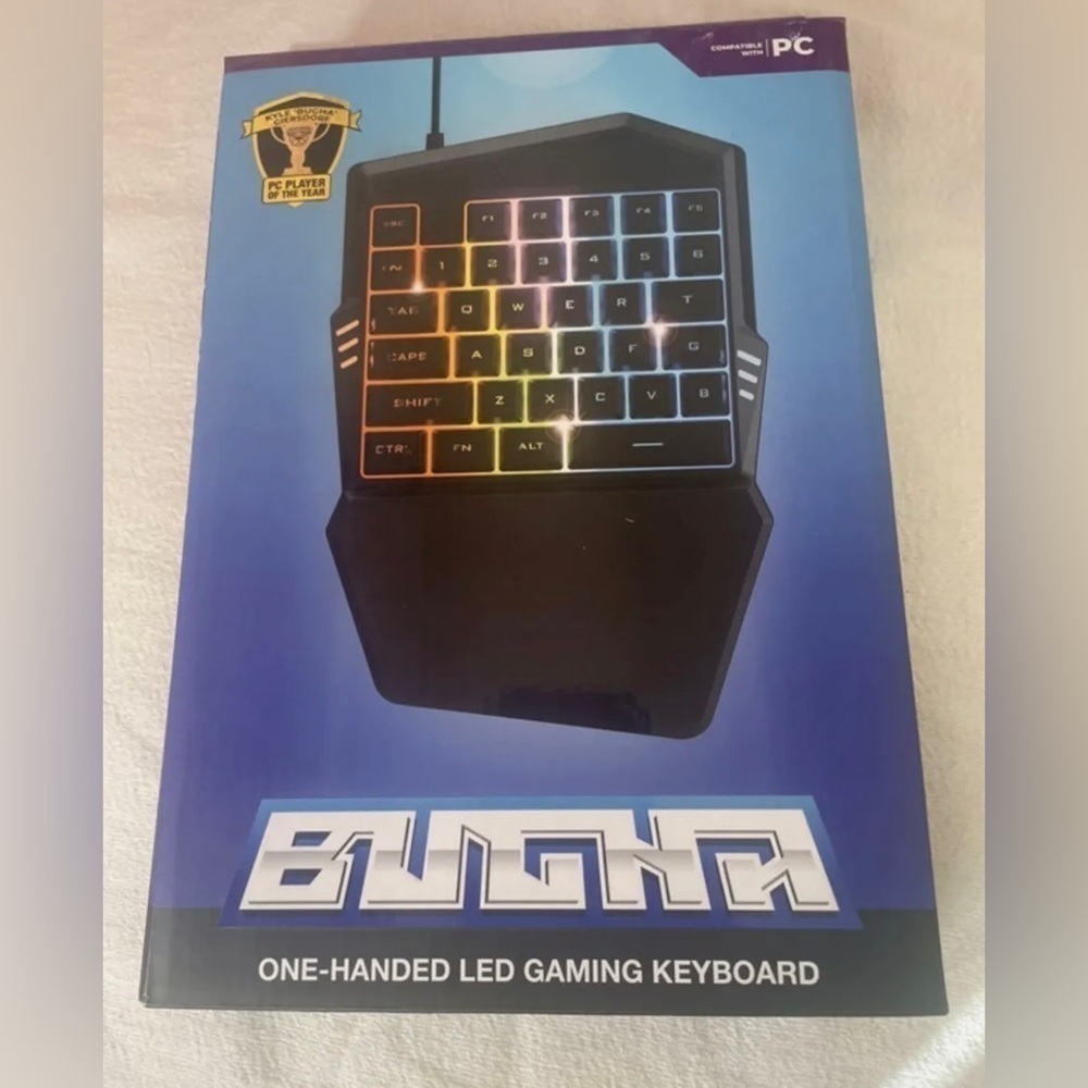 NWT Bugha Exclusive RGB LED Color Changing One Handed Ergonomic Gaming Keyboard